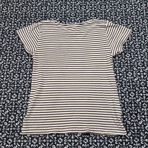 Express Black & White Striped Two Tone Floral Casual Cute Baby Tee T-shirt   - Picture 3 of 5